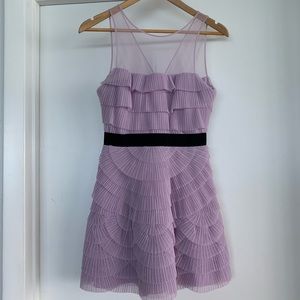 BCBG lilac pleated tier dress